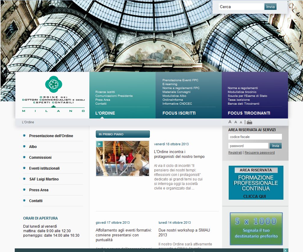 sito web ordine dei commercialisti di Milano